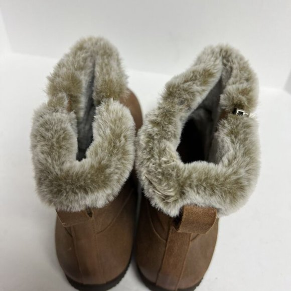Women SoftWalk Tan Fur-Trimmed Ankle Booties